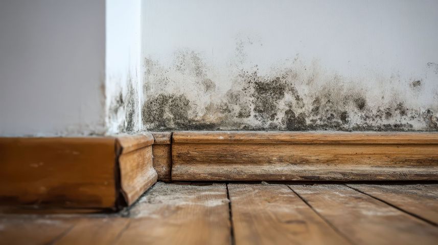 Un ouvrier utilise une buse de pulvérisation pour appliquer un enduit texturé à la base d'un mur extérieur.