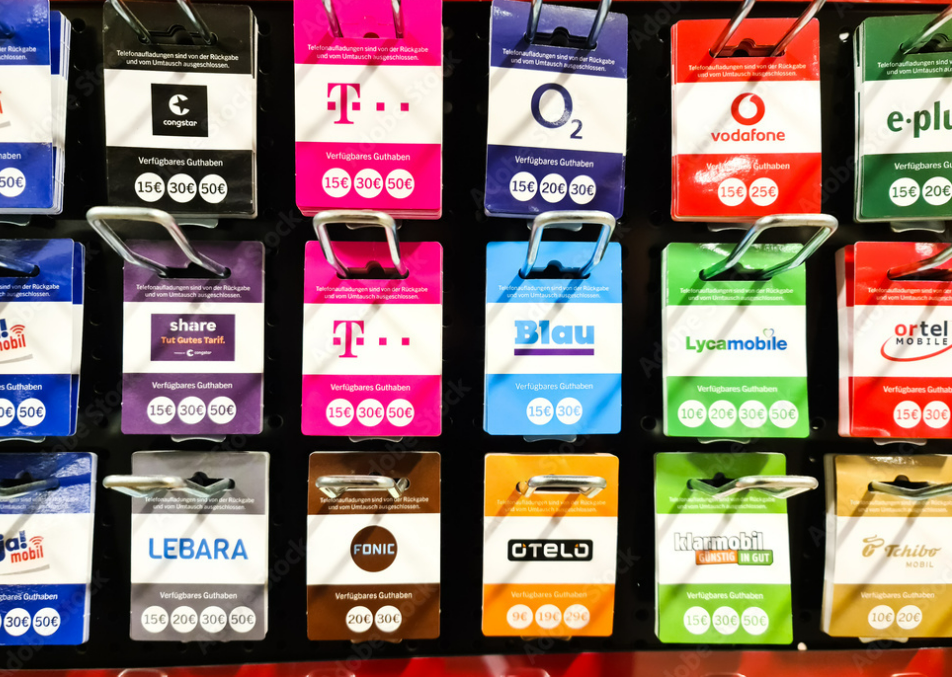 Rayon de cartes téléphoniques prépayées