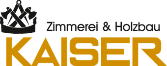 Logo for Zimmerei & Holzbau Kaiser with black sawmill icon and gold 