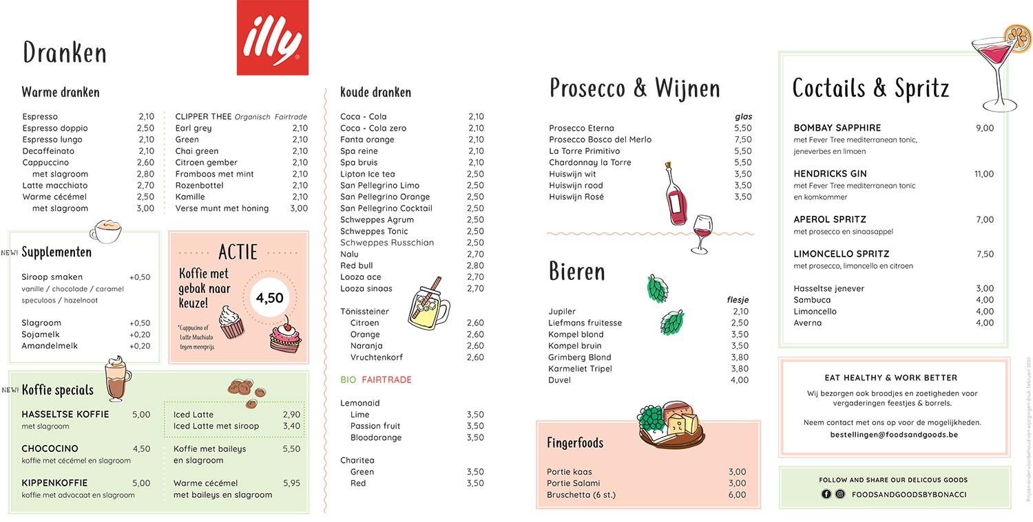 Menukaart dranken