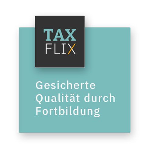 Logo of Taxflix, in a square teal background, with tagline: