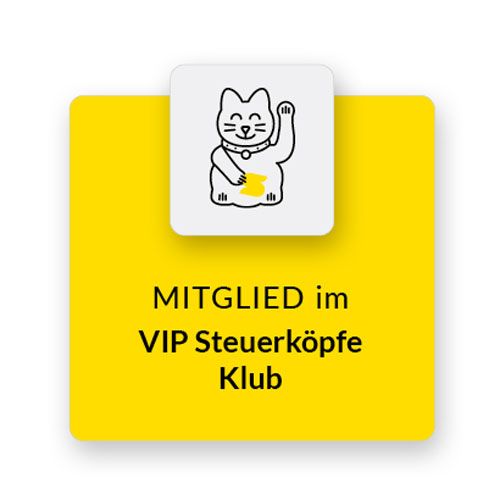 Yellow square with a Lucky Cat and text: