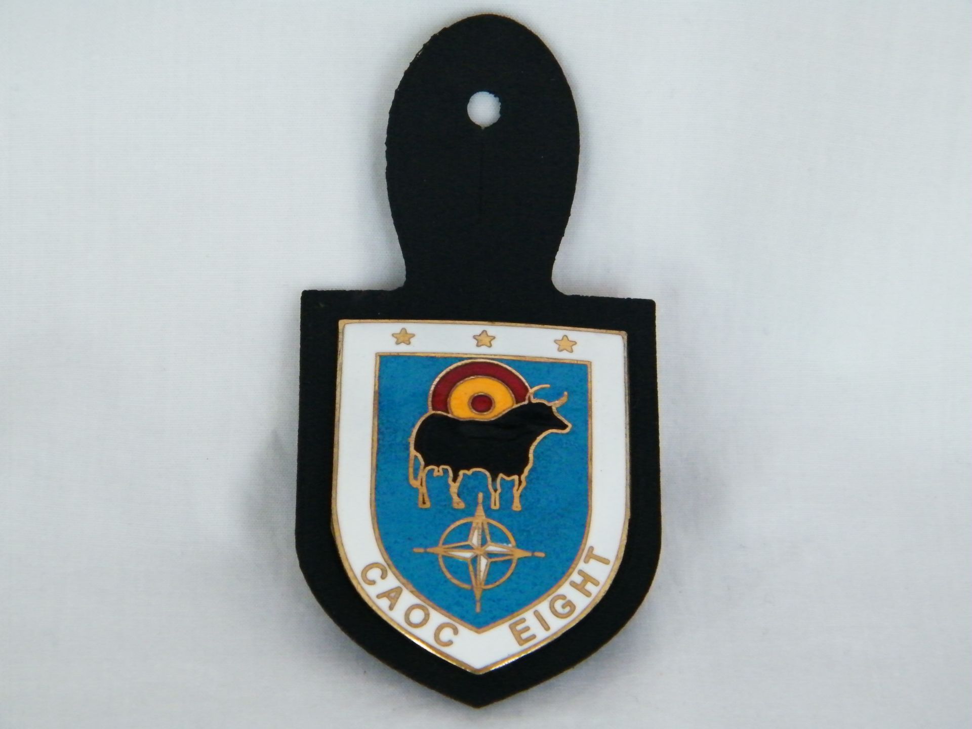 Una insignia que dice CAOC OCHO