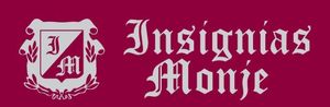 Insignias del logotipo de Monje sobre fondo rojo