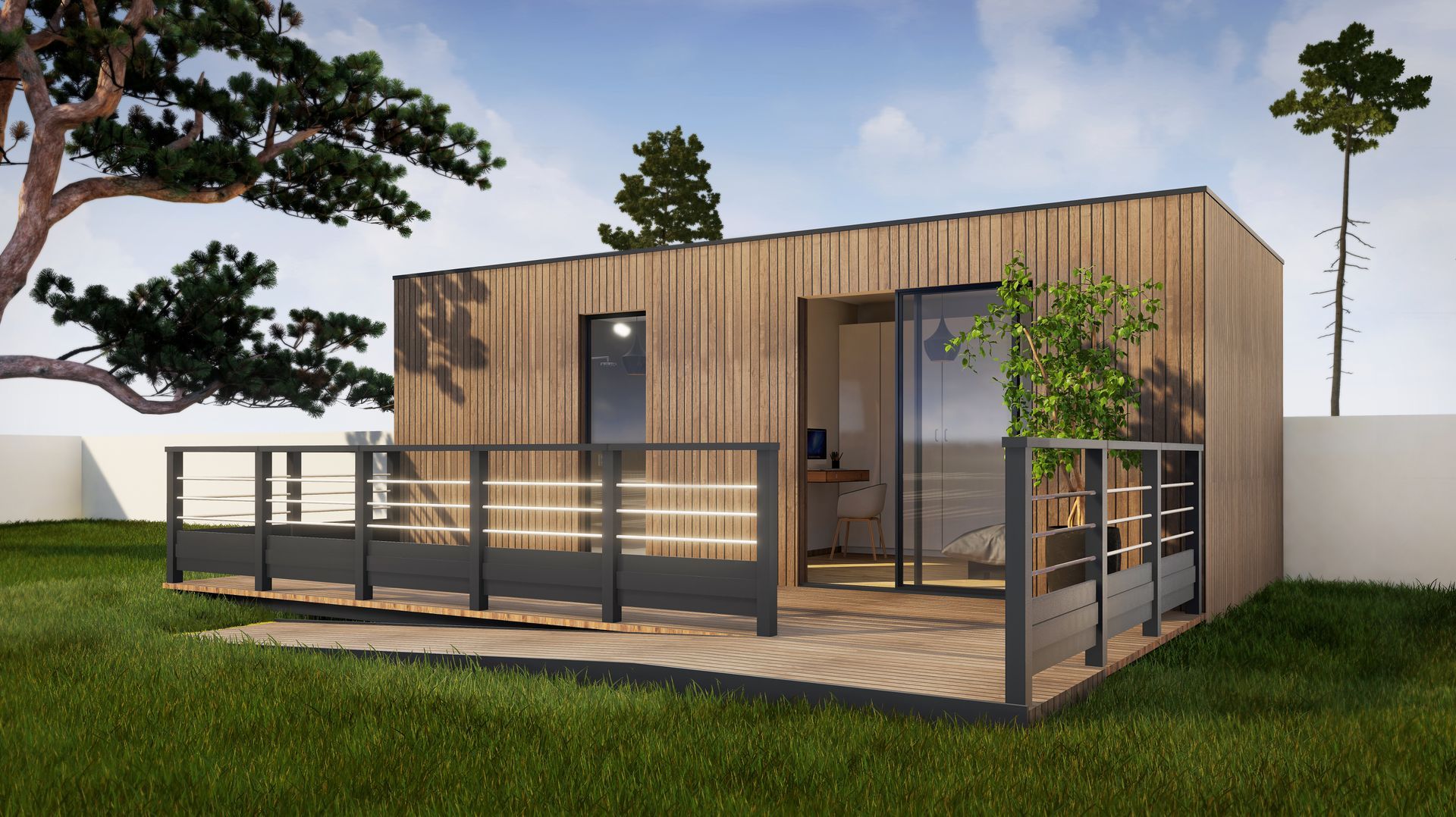 Une extension en bois moderne.