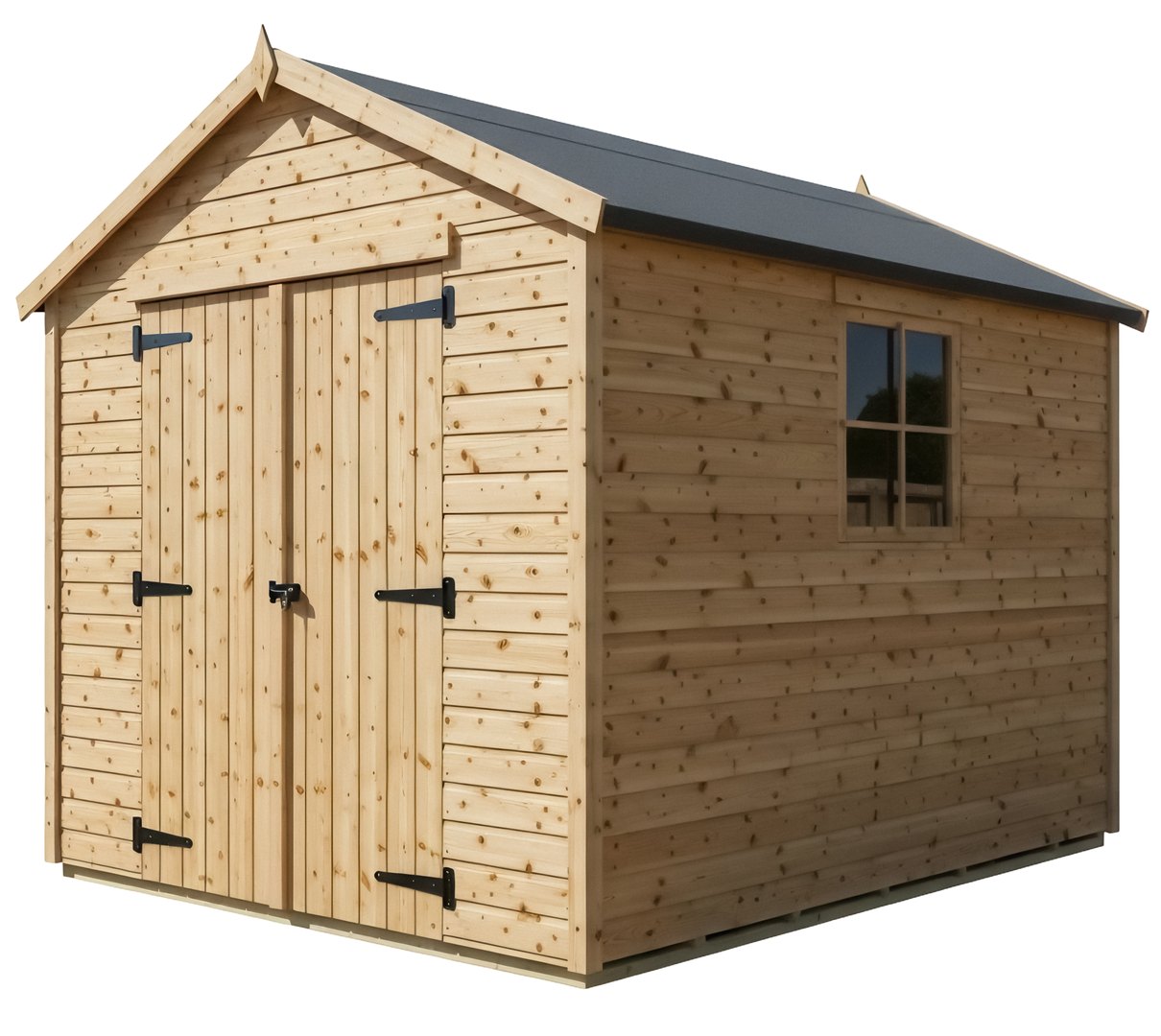 Un abri de jardin en bois.