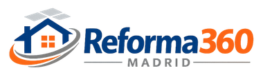 Logotipo de Reforma360 Madrid con icono de casa y texto en naranja, azul y gris.