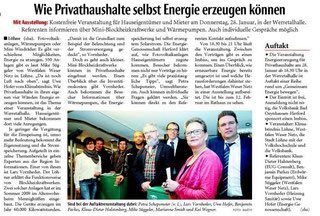 Lars Vornheder GmbH Heizung Sanitär in der Zeitung