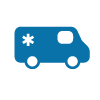 ambulance bleue avec croix médicale blanche et fenêtres