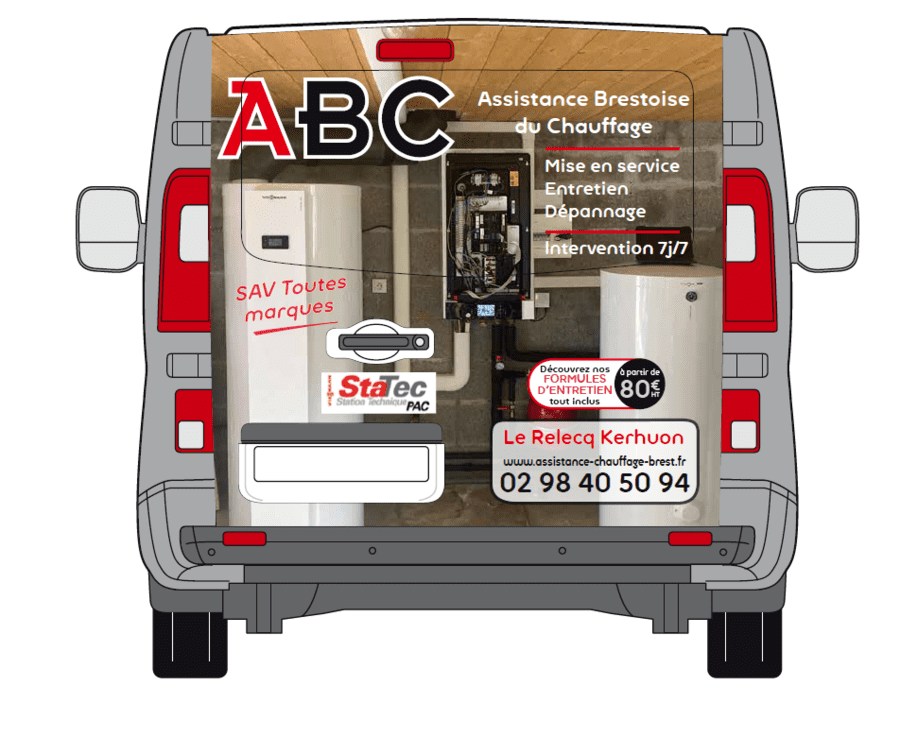 Face arrière du camion ABC avec infos tarifaires