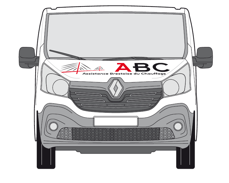 Face avant du camion d'Assistance Brestoise du Chauffage