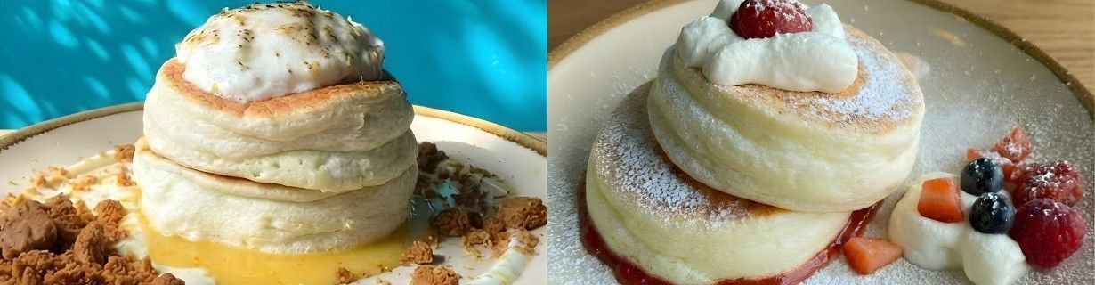 Crepe con relleno amarillo y cobertura blanca en plato blanco, logo de Uber Eats en la esquina.