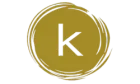 Logotipo de c&iacute;rculo dorado con una "k" blanca en el interior.