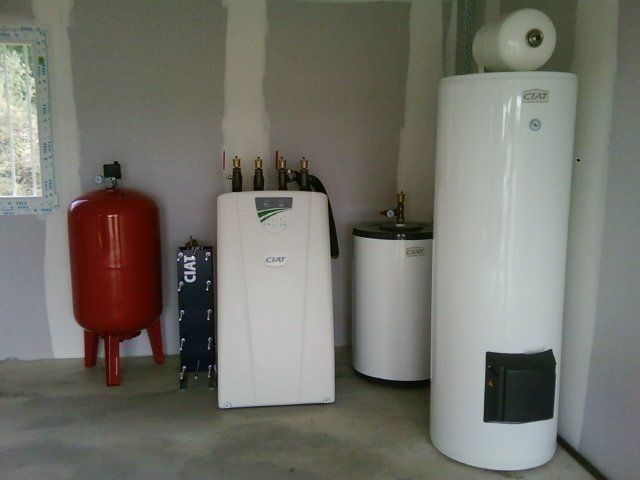 Différents ballons d'eau chaude et chaudières.