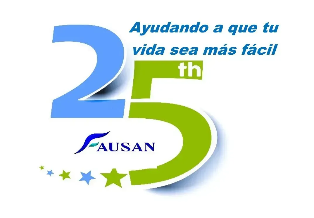 Logotipo que celebra el 25º aniversario de Fausan, con un 