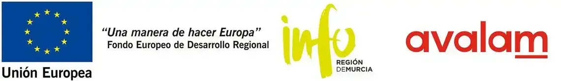 Logotipos de la Unión Europea, Info y Avalam. Los logotipos son de color azul, amarillo y rojo.