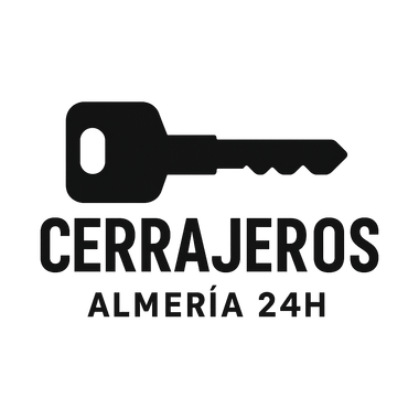 Black key icon above "CERRAJEROS ALMERÍA 24H" in black text.