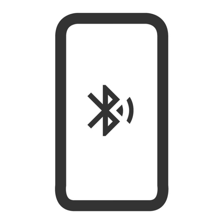 Un icono de smartphone que muestra el símbolo de Bluetooth con una onda de señal a la derecha