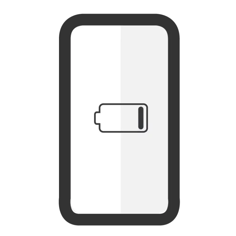 Ilustración estilizada de la pantalla de un teléfono inteligente que muestra un indicador de batería baja.