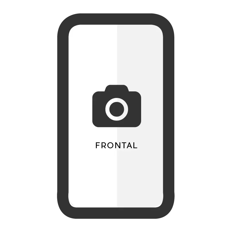 Un icono de smartphone con el símbolo de una cámara en el centro, encima del texto 