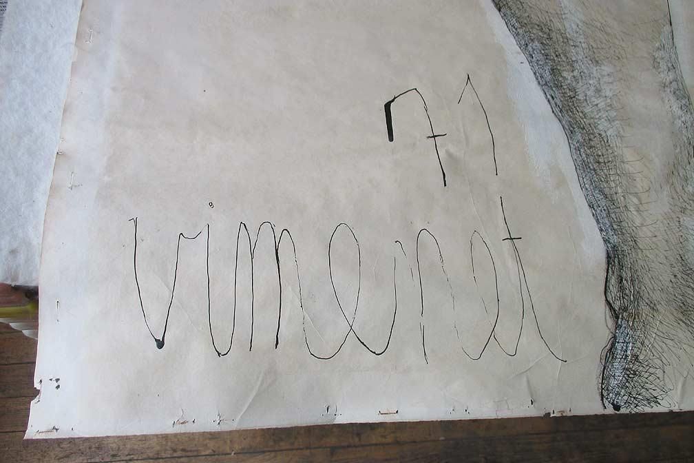 Signature manuscrite Vimereat avec 77 s ur papier vieilli.