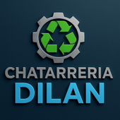 Logotipo: Engranaje con s&iacute;mbolo de reciclaje, texto &ldquo;Chatarreria Dilan&rdquo; en azul y gris.