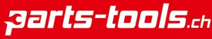 Das rot-wei&szlig;e Logo von parts-tools.ch auf rotem Hintergrund