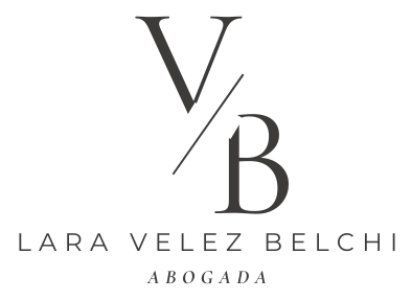 Logotipo con las letras VB estilizadas y el texto &ldquo;Lara Velez Belchi Abogada&rdquo; en negro sobre blanco.
