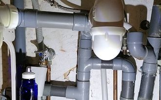 Canalisations complexes sous un évier