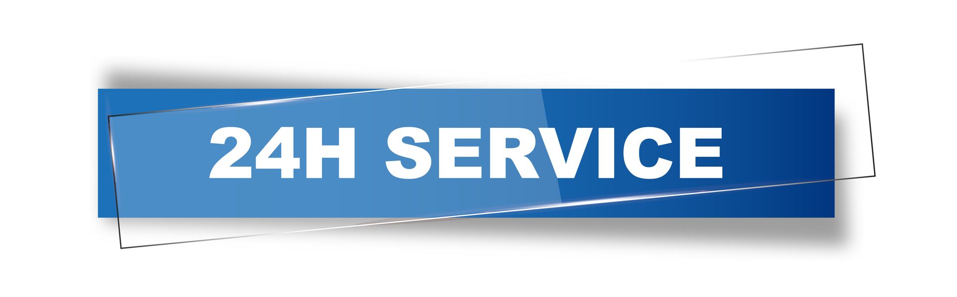 Blaues Banner mit weißem Text: 24-Stunden-Service.