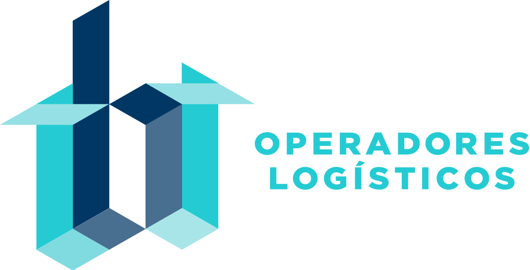 El logotipo de Operadores Logísticos es azul y blanco y parece una casa.