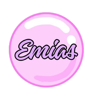 Un círculo rosa con la palabra Emias en él.