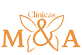 Logotipo "Clínicas M & A" de color naranja con un ampersand estilizado que recuerda a unas alas.