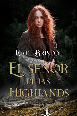 Portada del libro: Una mujer pelirroja con una capa marrón se encuentra en las Tierras Altas de Escocia. El título es 