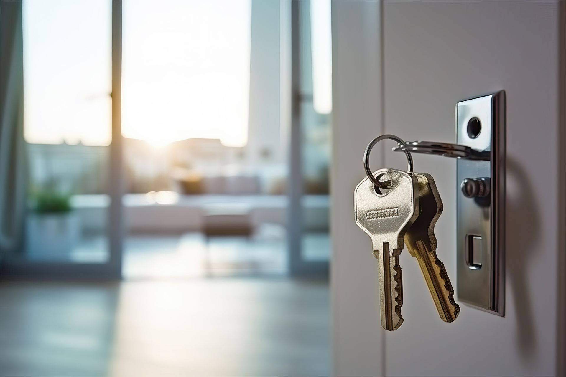 Des clés dans une serrure de porte d'entrée