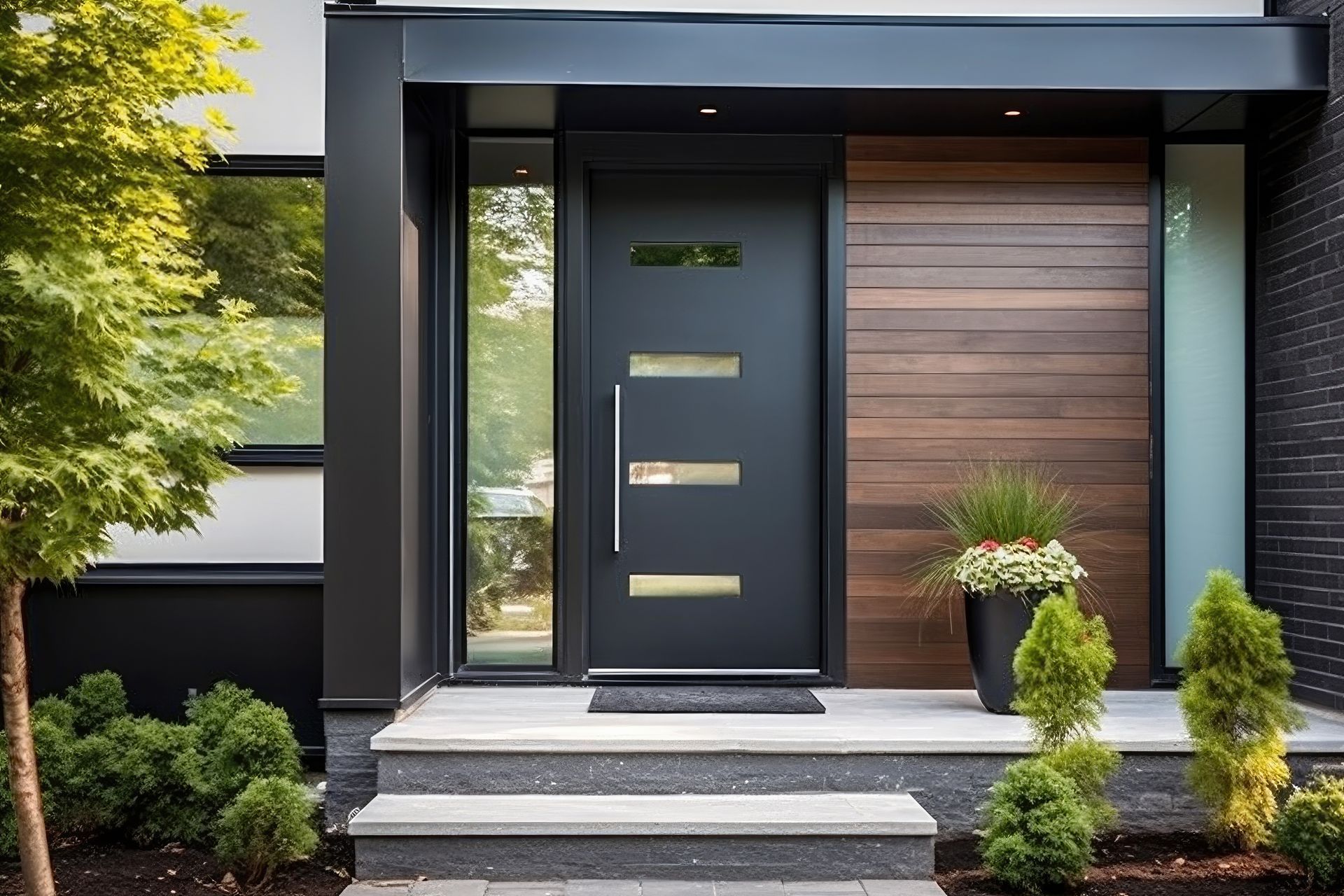 Une porte d'entrée gris anthracite