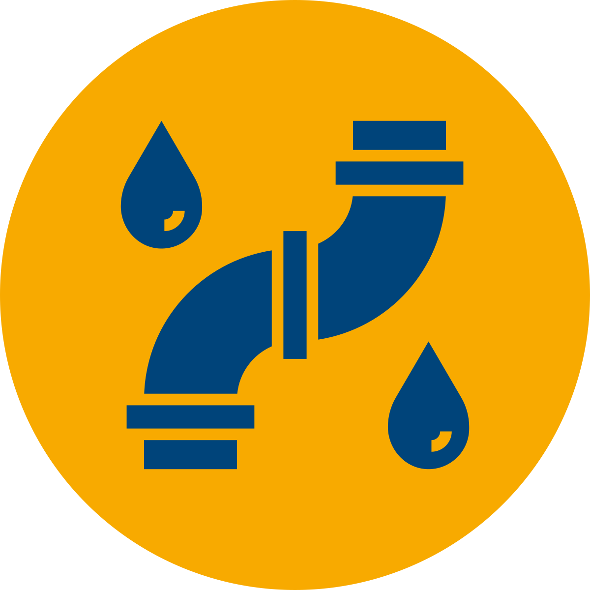 Tuyau de plomberie et deux gouttes d'eau