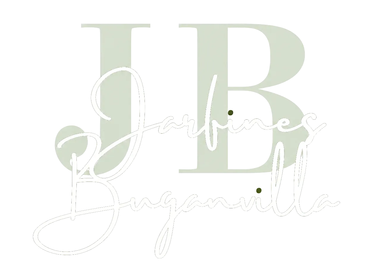 Monograma &ldquo;JB&rdquo; en verde pastel con texto cursivo blanco superpuesto sobre un fondo claro.
