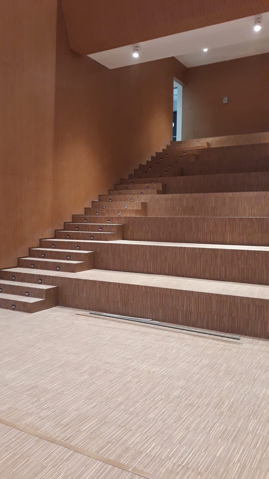 Un gran auditorio con escaleras que conducen al escenario.