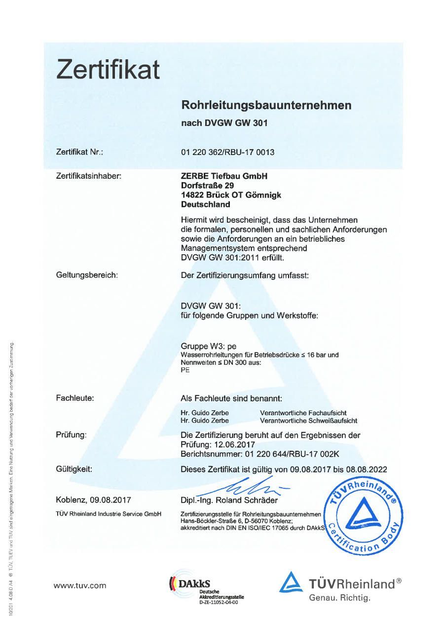 DVGW Zertifikat