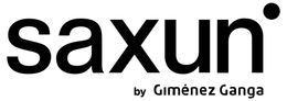Logotipo negro con la palabra “saxun” y debajo, en letra más pequeña, “by Giménez Ganga”.