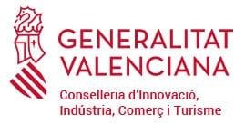 Logo de la Generalitat Valenciana en rojo con el texto de la Conselleria de Innovación, Industria, Comercio y Turismo