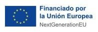 Bandera de la UE y texto “Financiado por la Unión Europea NextGenerationEU” sobre fondo blanco.