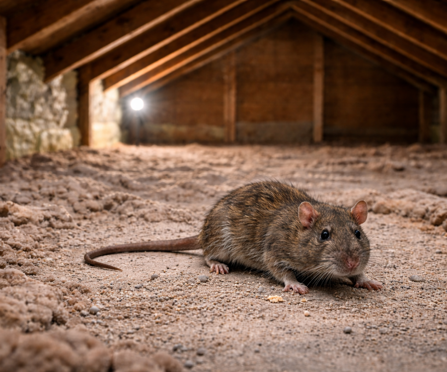 Un rat est assis sur une table en bois et regarde la caméra.