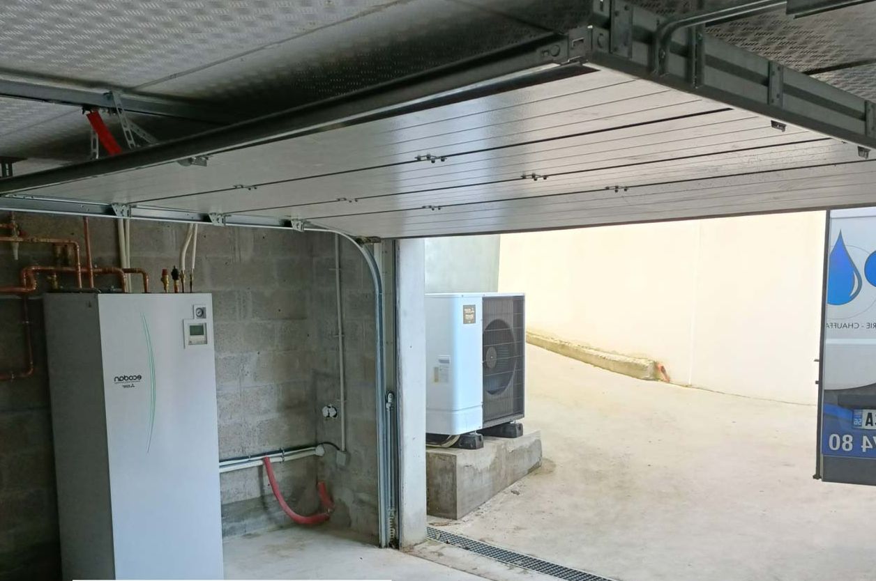 Chaudière à condensation installée dans un garage
