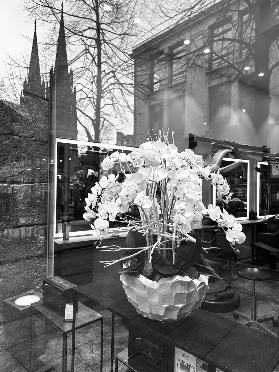 Vitrine du salon de coiffure