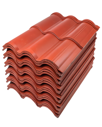 Pile de tuiles rouges.