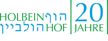 Ein blau-grünes Logo für Holbein Hof Jahre