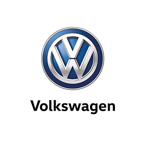 Das Volkswagen Logo steht auf weißem Hintergrund.