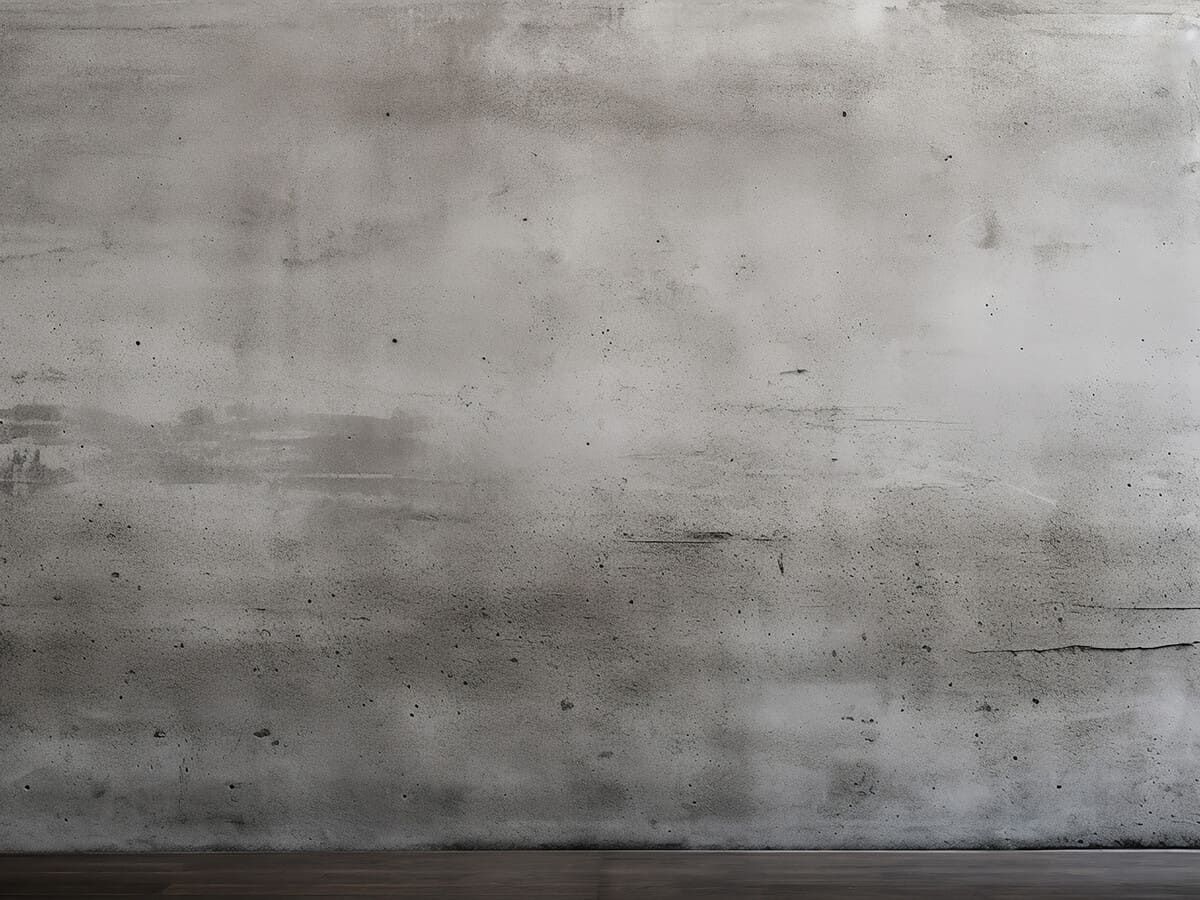 Pared de hormigón gris con textura sutil y una línea oscura y horizontal en la parte inferior.